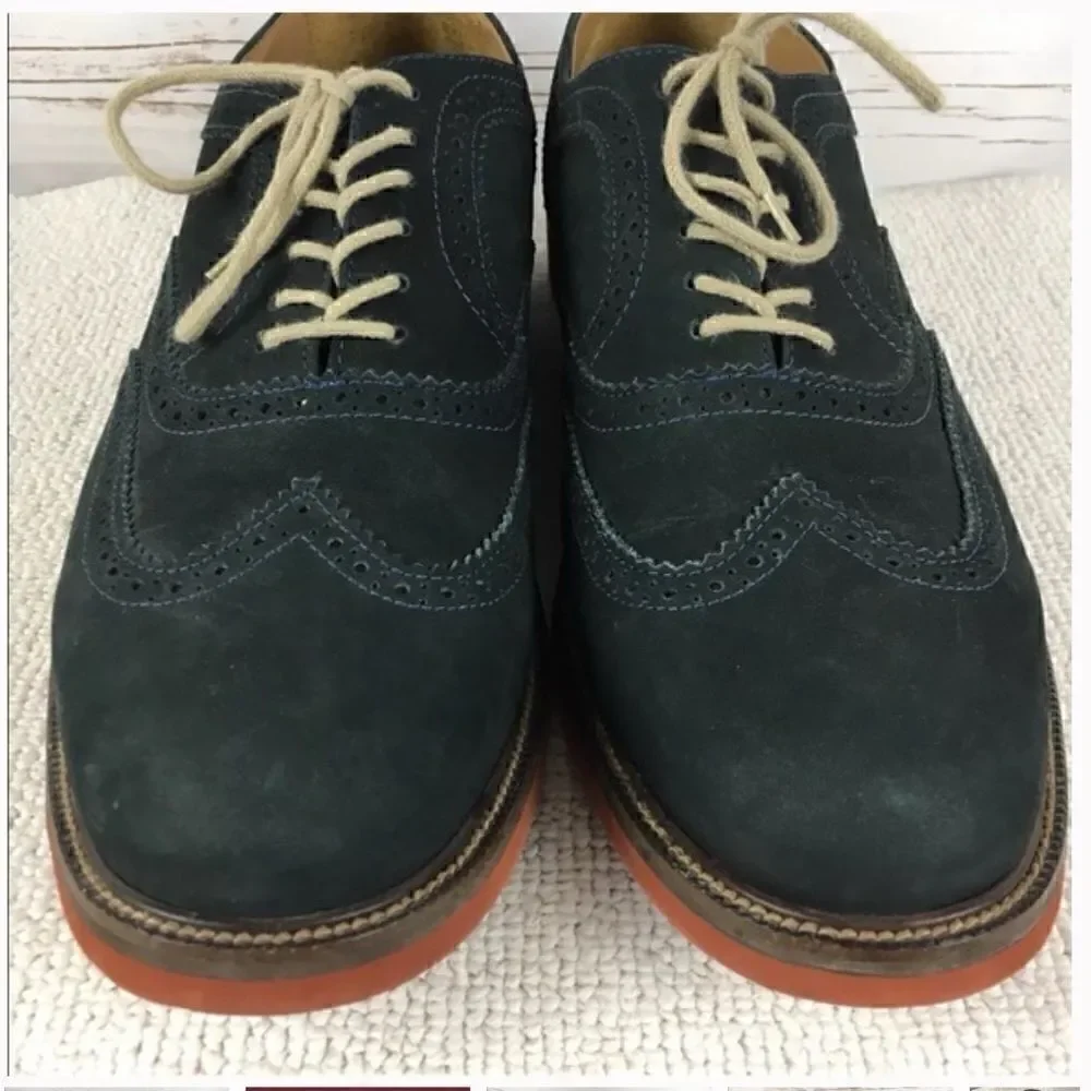 14th & Union Oxfords Men’s 9 Suede Wingtips Navy Blue Laceup Preppy Business Wor
